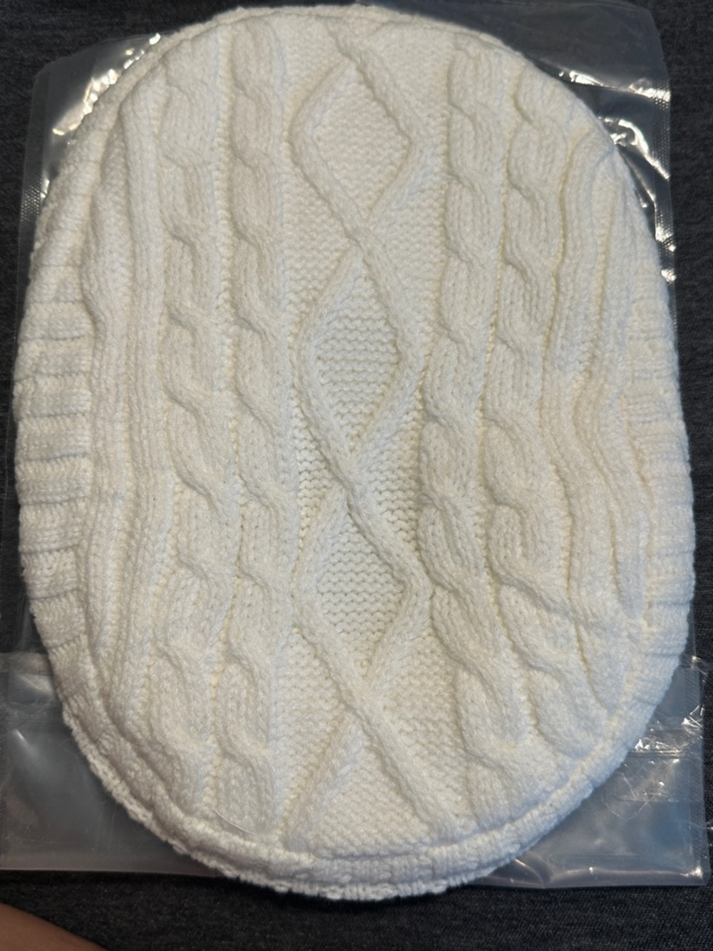 Teqihat Cable Knit Soft Beanie Hat w Visor & Fleece Lining, White, OS